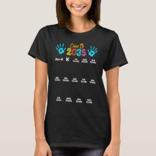 Klasse van 2035 groeien met handdruk op de achterk t-shirt