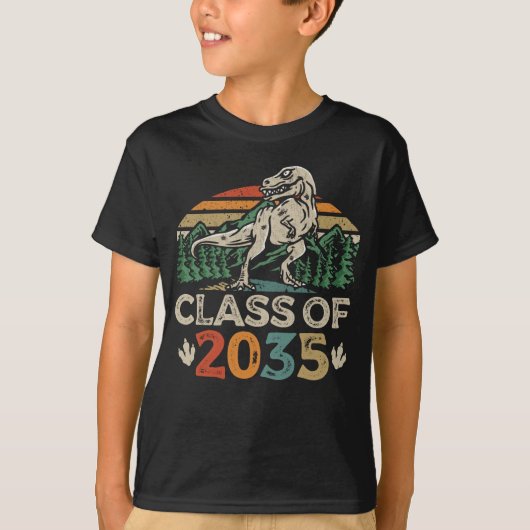 Klasse van 2035 groeien met mij Dinosaur terug naa T-shirt (Voorkant)