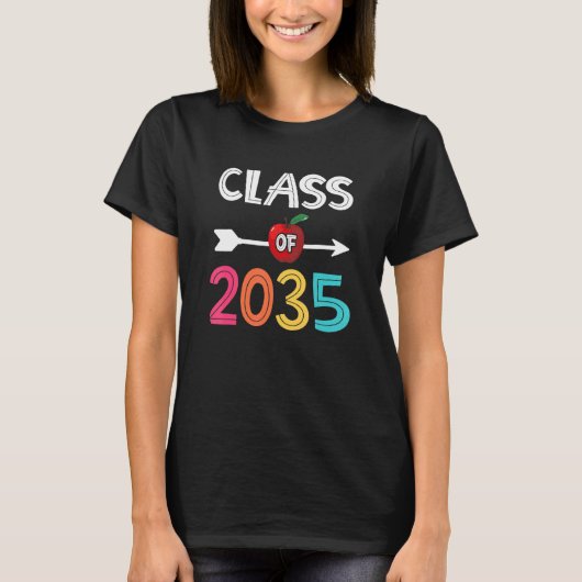 Klasse van 2035 Kindergarten per kam met Afstudeer T-shirt (Voorkant)
