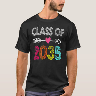 Klasse van 2035 pre-k aan 12 handdruk op achtergro t-shirt