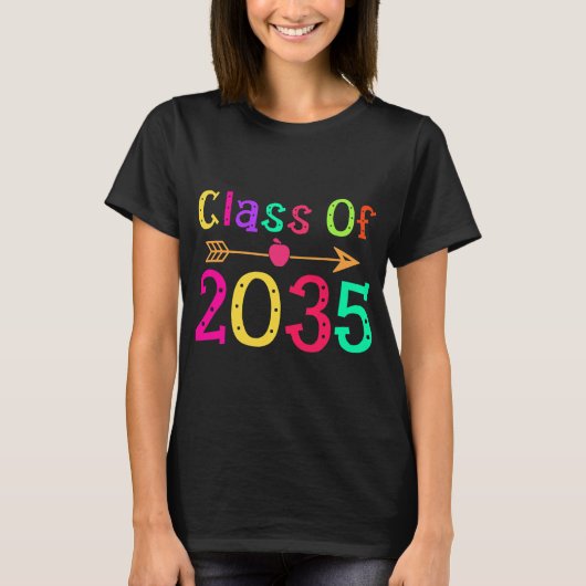Klasse van 2035 pre-k aan 12 handdruk op t-shirt (Voorkant)