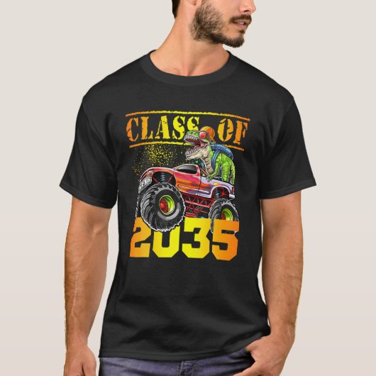 Klasse van 2035 T Rex Dinosaur Monster Truck Pre-K T-shirt (Voorkant)