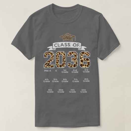 Klasse van 2036 Groei met mij Handprint luipaard p T-shirt (Design voorkant)