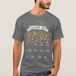 Klasse van 2036 Groei met mij Handprint luipaard p T-shirt