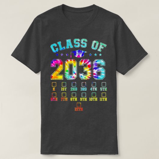 Klasse van 2036 Kindergarten per kam met Afstudeer T-shirt (Design voorkant)