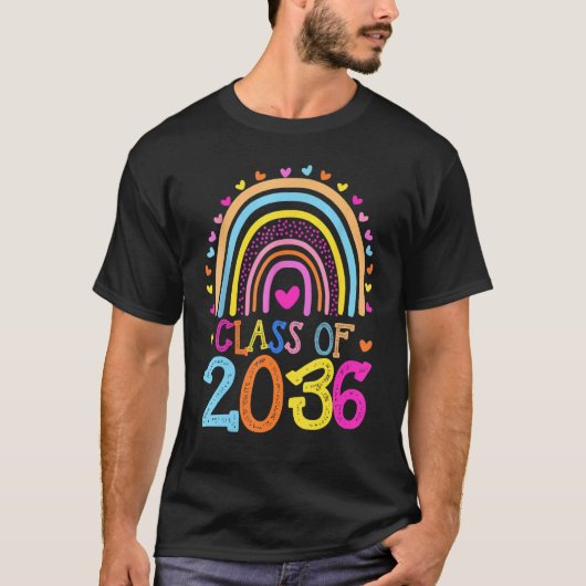 Klasse van 2036 Rainbow Pre K Kindergarten Graduat T-shirt (Voorkant)