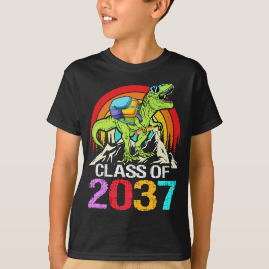 Klasse van 2037 groeien met mijn dinosaurus terug  t-shirt (Voorkant)