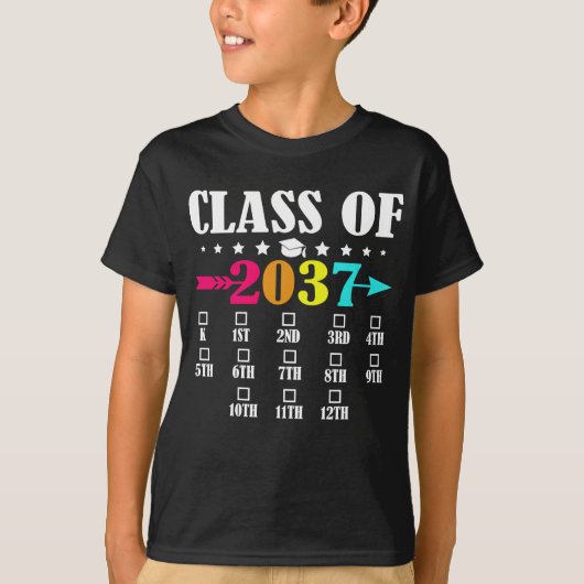 Klasse van 2037 kleuterschool 12e klas Afstuderen T-shirt (Voorkant)