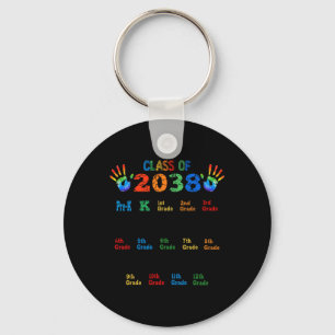 Klasse van 2038 Grow With Me Kleur Handprint Pre-K Sleutelhanger