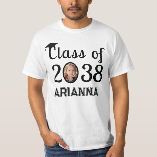 Klasse van 2038 K-12 Aangepaste naam en foto-aande T-shirt (Voorkant)