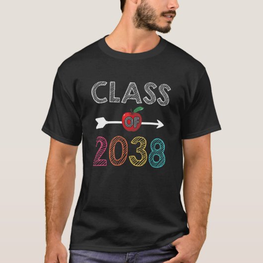 Klasse van 2038 Pre-K Afstuderen voorschoolse Afst T-shirt (Voorkant)