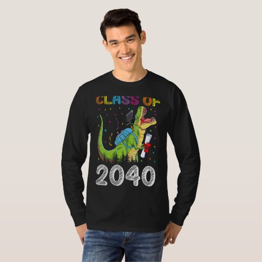Klasse van 2040 Rex Afstuderen groeit met mij T-shirt (Voorkant volledig)