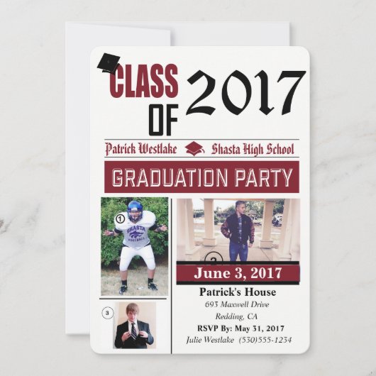 Klasse van 20XX Afstudeerder Uitnodigingen - burga (Voorkant)