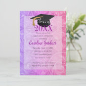 Klasse van 20XX Afstuderen Roze en Paars Kaart (Staand voorkant)