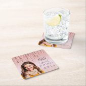 Klasse van 20XX Afstuderen Roze Glitter Custom Pho Kartonnen Onderzetters (Insitu)