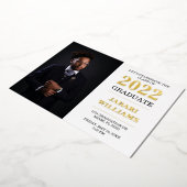 Klasse van 20XX Afstuderen, uw foto Folie Uitnodiging (Gedraaid)