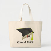 Klasse van 20XX Afstuderen Zwart Pet & Diploma Grote Tote Bag (Voorkant)