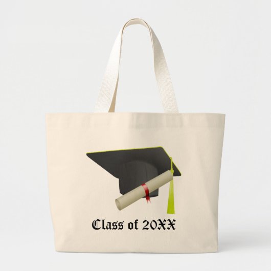 Klasse van 20XX Afstuderen Zwart Pet & Diploma Grote Tote Bag (Voorkant)