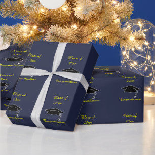 Klasse van 20xx Blue Gold Afstuderen Gift Wrap Cadeaupapier