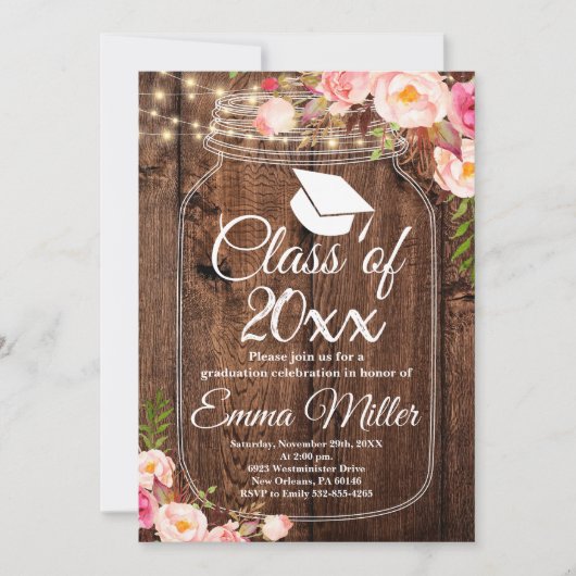 Klasse van 20XX - Boho Floral Afstuderen Kaart (Voorkant)