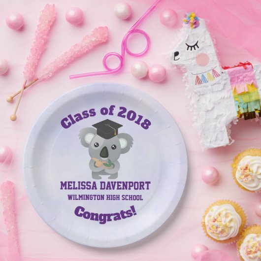 Klasse van 20xx Congrat Koala Beer in Graduation C Papieren Bordje (Feest)