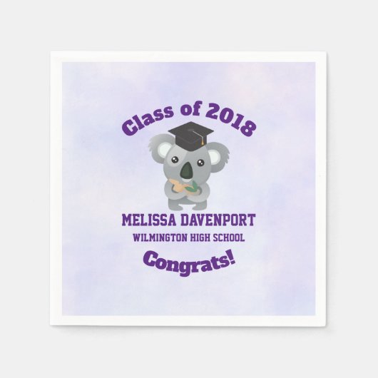 Klasse van 20xx Cute Koala Beer in Afstudeerder Pe Servet (Voorkant)