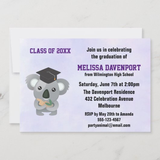 Klasse van 20xx Cute Koala Beer in Graduation Cap Kaart (Achterkant)