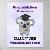 Klasse van 20xx Cute Koala Beer in Graduation Cap Poster (Voorkant)