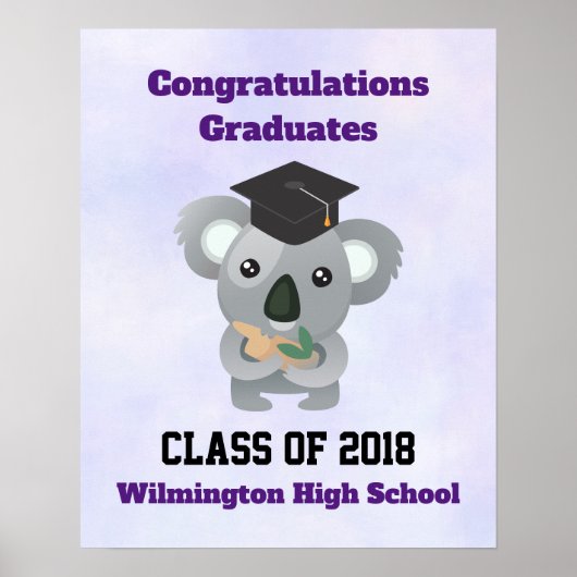 Klasse van 20xx Cute Koala Beer in Graduation Cap Poster (Voorkant)