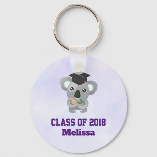 Klasse van 20xx Cute Koala Beer in Graduation Cap Sleutelhanger (Voorkant)