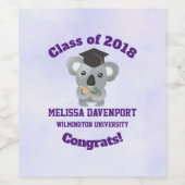 Klasse van 20xx Cute Koala Beer in Graduation Cap Wijn Etiket (Enkel label)