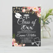 Klasse van 20XX - Elegant Nursing School Afstudere Kaart (Staand voorkant)