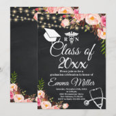 Klasse van 20XX - Elegant Nursing School Afstudere Kaart (Voorkant / Achterkant)