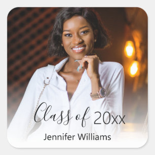 klasse van 20xx, foto-afstuderen elegante kerkiek vierkante sticker
