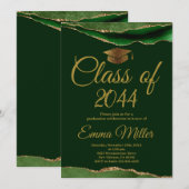 Klasse van 20XX - Groene en Gouden Afstudeerfeest Kaart (Voorkant / Achterkant)