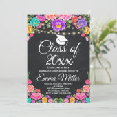 Klasse van 20XX Mexicaans Bloemen Chalkboard Afstu Kaart (Staand voorkant)