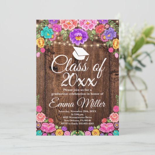 Klasse van 20XX, Mexicaanse Floral Graduation Part Kaart (Staand voorkant)