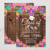 Klasse van 20XX, Mexicaanse Floral Graduation Part Kaart (Voorkant / Achterkant)