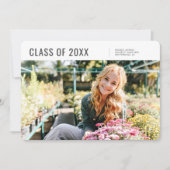 Klasse van 20XX Modern Minimalist Photo Afstuderen Aankondiging (Voorkant)