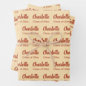 Klasse van 20xx Peach en Red Afstuderen Name Patte Inpakpapier Vel (In situ)