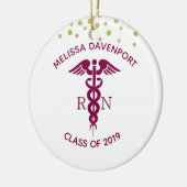 Klasse van 20xx Rode Caduceus Verpleegkundige Symb Keramisch Ornament (Links)