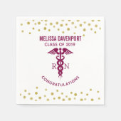 Klasse van 20xx Rood Caduceus RN Symbool Afstudere Servet (Voorkant)