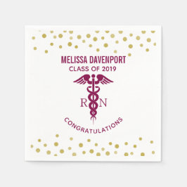 Klasse van 20xx Rood Caduceus RN Symbool Afstudere Servet