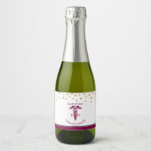 Klasse van 20xx Rood Caduceus RN Symbool Afstudere Sparkling Wijnetiket (Voorkant)