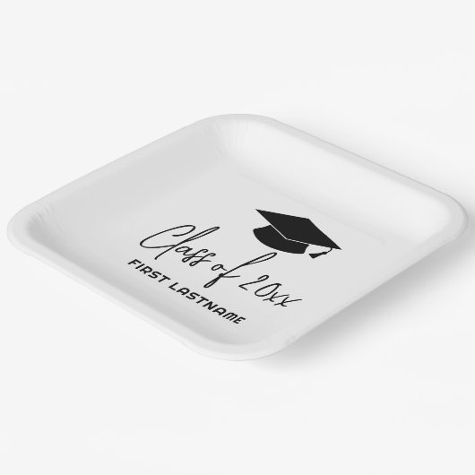 Klasse van 20xx Trendy Manuscript en Naam - Zwart  Papieren Bordje (Gebogen)