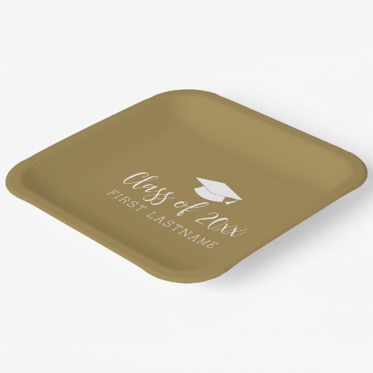 Klasse van 20xx Trendy Script and Name - Gold Papieren Bordje (Gebogen)