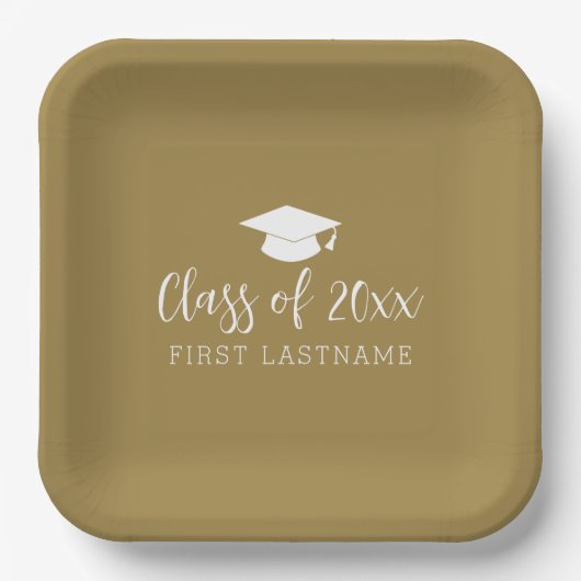 Klasse van 20xx Trendy Script and Name - Gold Papieren Bordje (Voorkant)