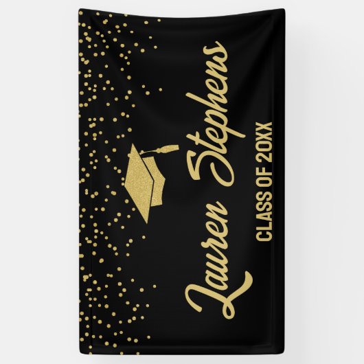 Klasse van 20XX zwarte en gouden banner (Verticaal)