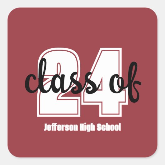 Klasse van (24) aangepaste senior vierkante sticker (Voorkant)