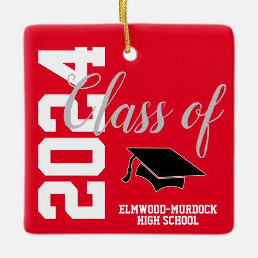 Klasse van 24 gepersonaliseerde middelbare school  keramisch ornament (Voorkant)